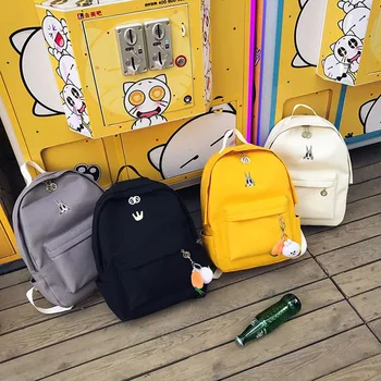 2018 naujų korėjos versija drobės backbag Harajuku siuvinėjimo katė studentų maišelį vyrams ir moterims, kuprinės, kelionių maišelis