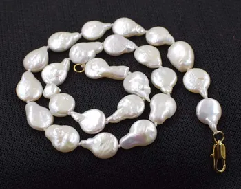 oho! gėlavandenių perlų monetos baltos 11-13mm baroko karoliai 17