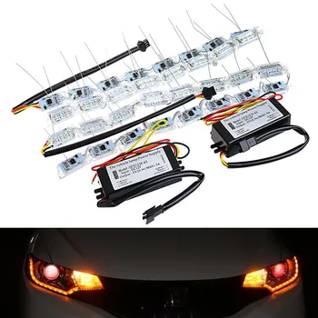 PAIEIMAI 2VNT Automobilio LED Vandens Kristalų Lempos Su Teleskopine Vairo 12V Automobilio-stiliaus DRL Lempos Universalus Šviesos važiavimui Dieną