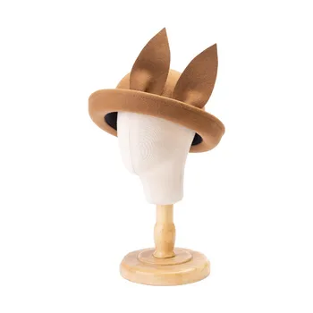 Vaikų rudens ir žiemos naujas mados puikus laisvalaikio ilgas ausis vilnos, tvido maži, apvalūs skrybėlę šiltas įgaubtas animacinių filmų skrybėlę vaikas skrybėlę