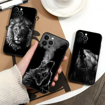 Vilkas, Šuo, Katė Paukščių Liūtas, Tigras Gyvūnų Telefono dėklas Skirtas Iphone 13ProMax 11 12 Pro Max Mini Xr X XsMax 6 6s 7 8 Plius Korpuso Dangtelio